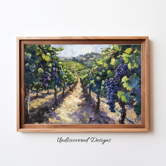 Sunlit Vineyard Rows At Harvest Time In Tuscany Oil Painting Poster