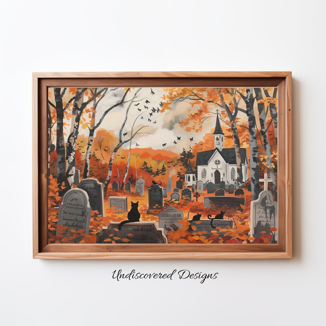 Spooky Halloween Cemetery Vintage Art Print
