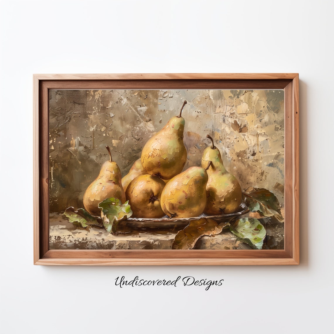 Vintage Golden Pears Still Life Rustic Oil Painting Art Poster