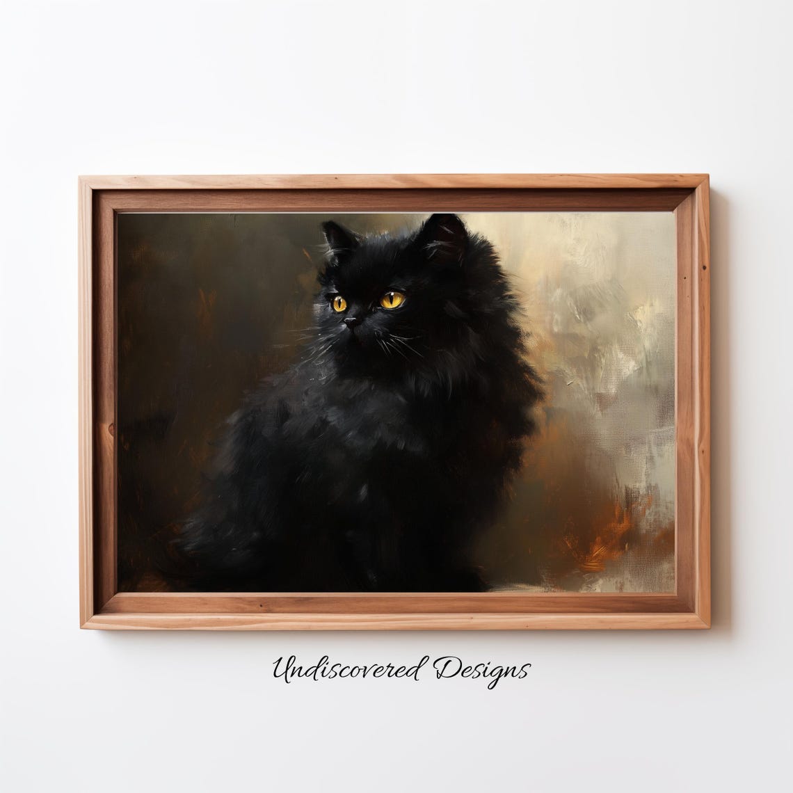 Black Cat Halloween Art Spooky Vintage Oil Painting Print