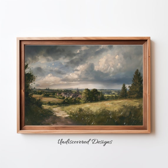 Vintage English Countryside Oil Painting Art Print