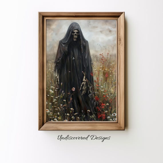 Grim Reaper Spooky Halloween Art Dcor Wall Vintage Prints Oil Painting
