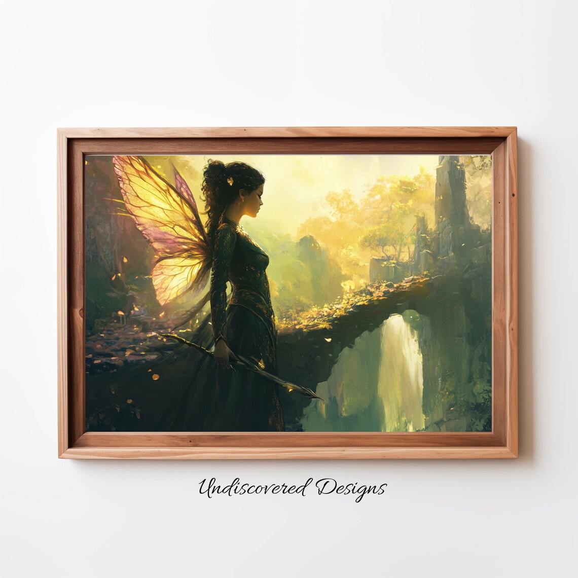 Golden Fairy With Glowing Wings Halloween Fantasy Art Poster