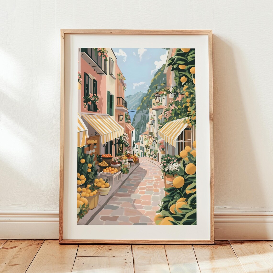 Amalfi Old Town Lemon Stall Street Market Italy Travel Poster - Image 3