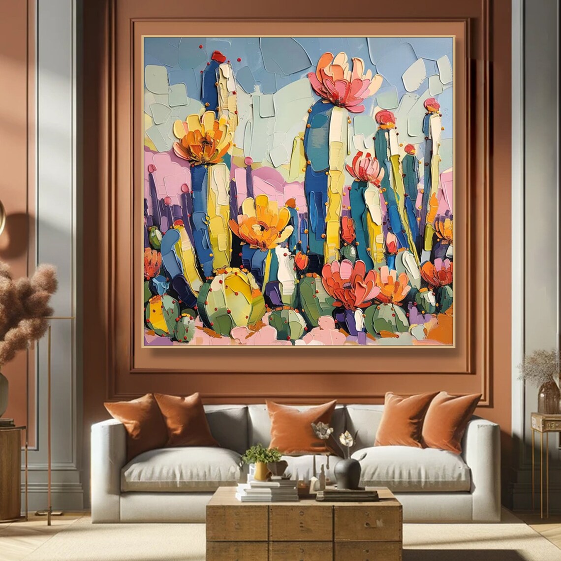 3D Textured Abstract Cactus Flower, Modern Art Print - Image 5