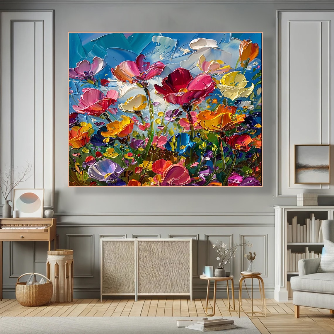Floral Impasto Art Print, Textured Acrylic Painting - Image 4