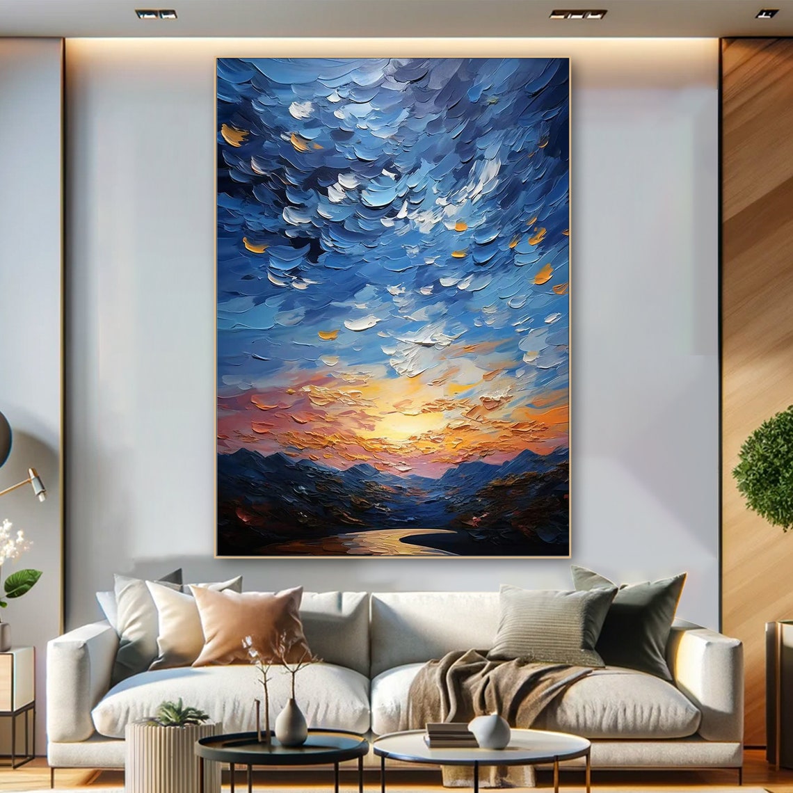 Radiant Sunset Abstract Impasto Painting On Multicolored Textured Wall Art Luxurious Modern Expressionist Palette Knife Interior Deco - Image 5