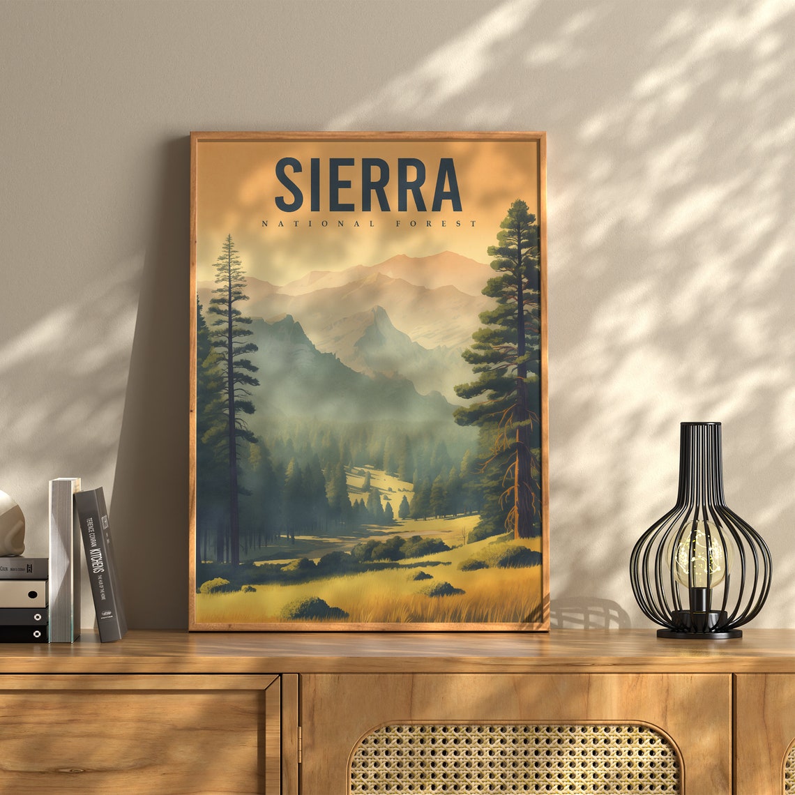 Stunning Sierra National Forest Golden Sunset River Valley Poster