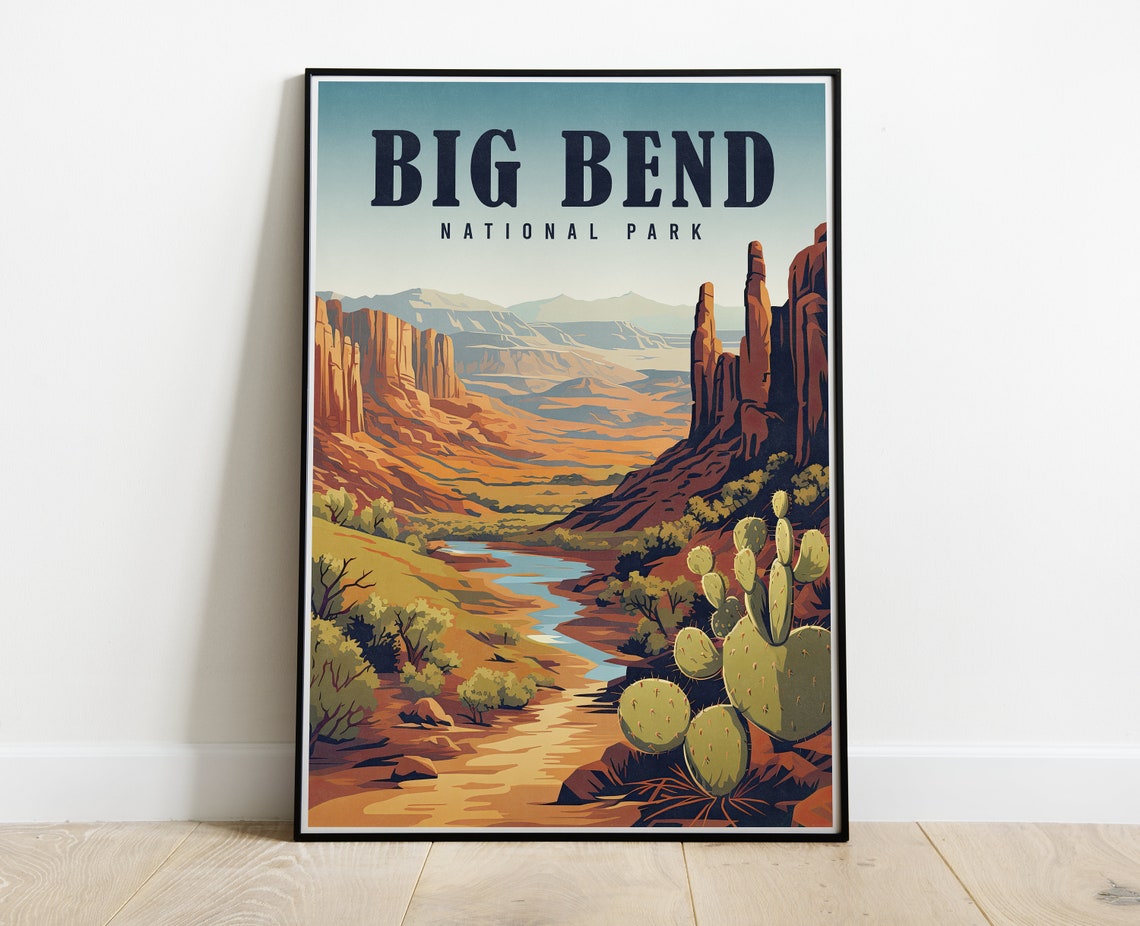 Big Bend National Park Desert Canyon River Cactus Travel Poster - Image 3