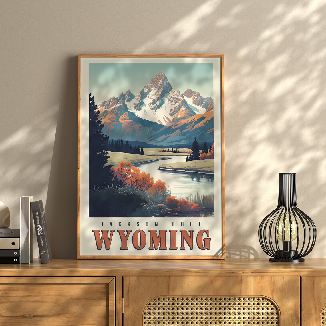 Jackson Hole Wyoming Vintage Travel Poster, Wall Art