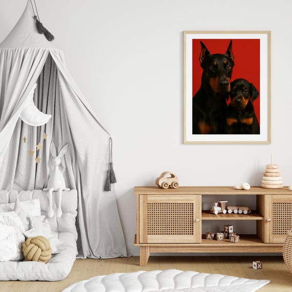 Dobermann Photography Pet Poster, Nursery Decor