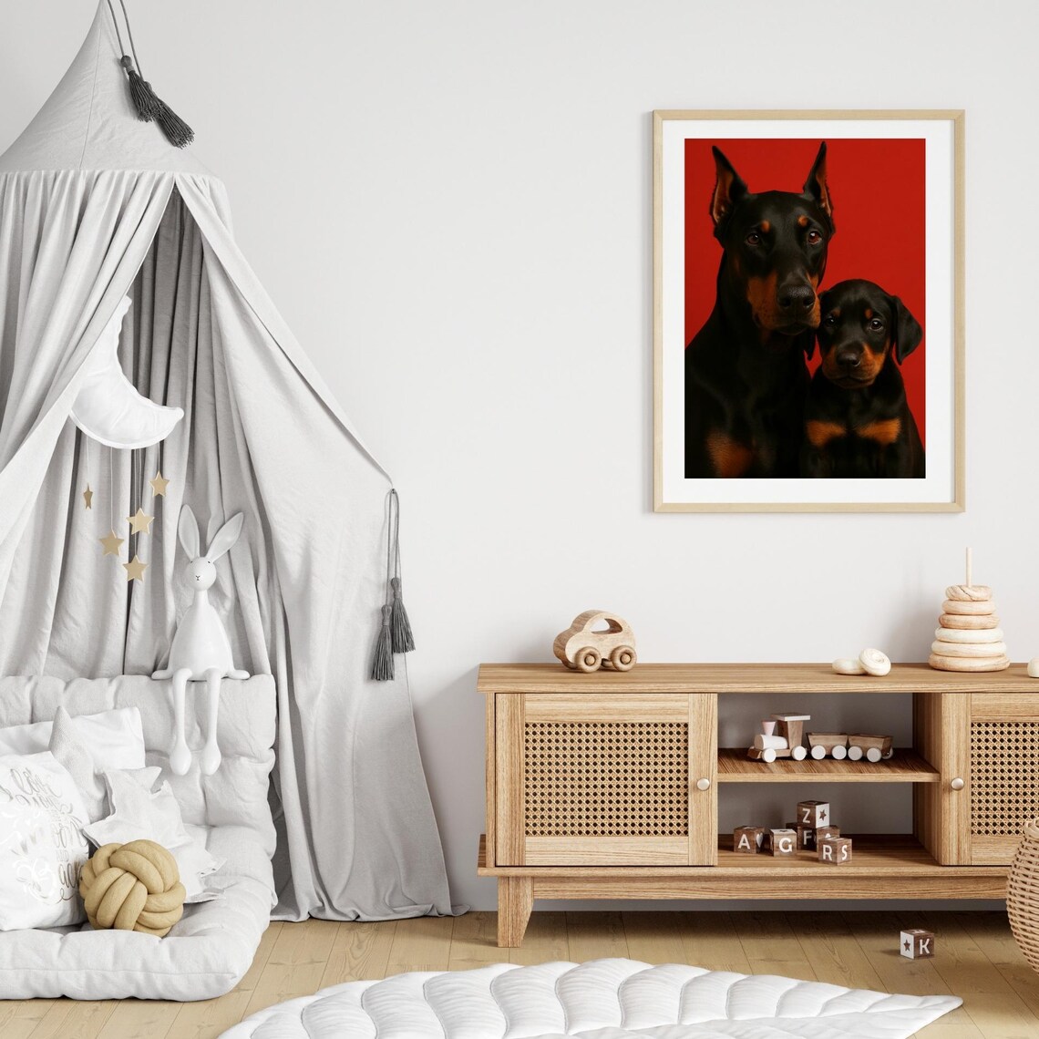 Dobermann Photography Pet Poster, Nursery Decor