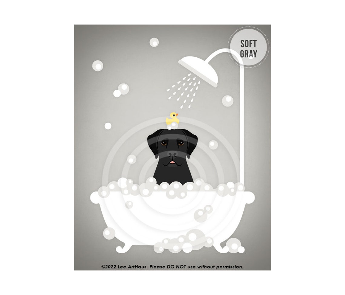 Black Labrador Retriever Bubble Bath Shower Teal Bathroom Dog Poster - Image 3