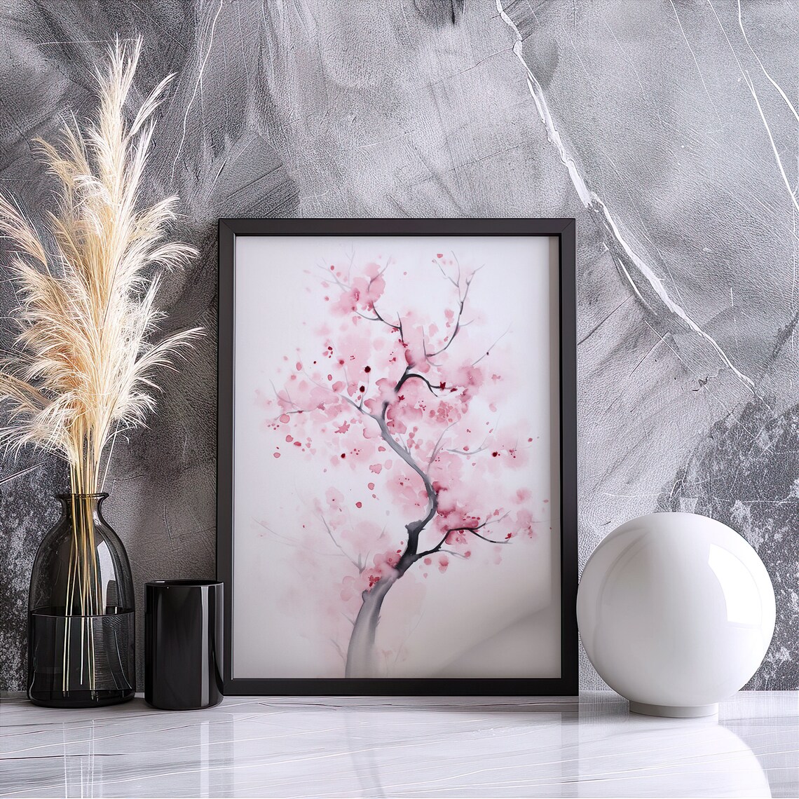 Minimalist Pink Blossom Tree Watercolor Delicate Branch Poster - Image 4