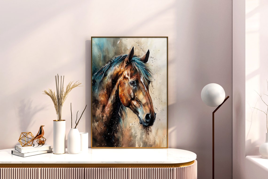 Brown Horse Painting Wall Art Poster Gift Watercolor Colorful Animal Painting Illustration Nature Wall Art Home Decor Print - Image 5