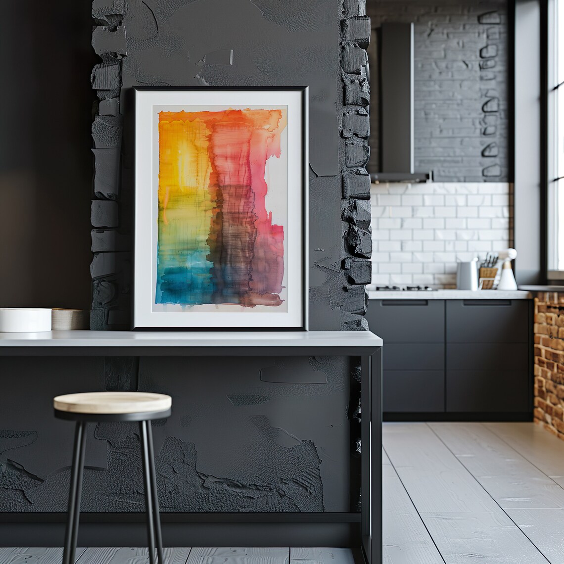 Abstract Coral Teal Watercolor Wash Modern Minimal Art Poster - Image 4