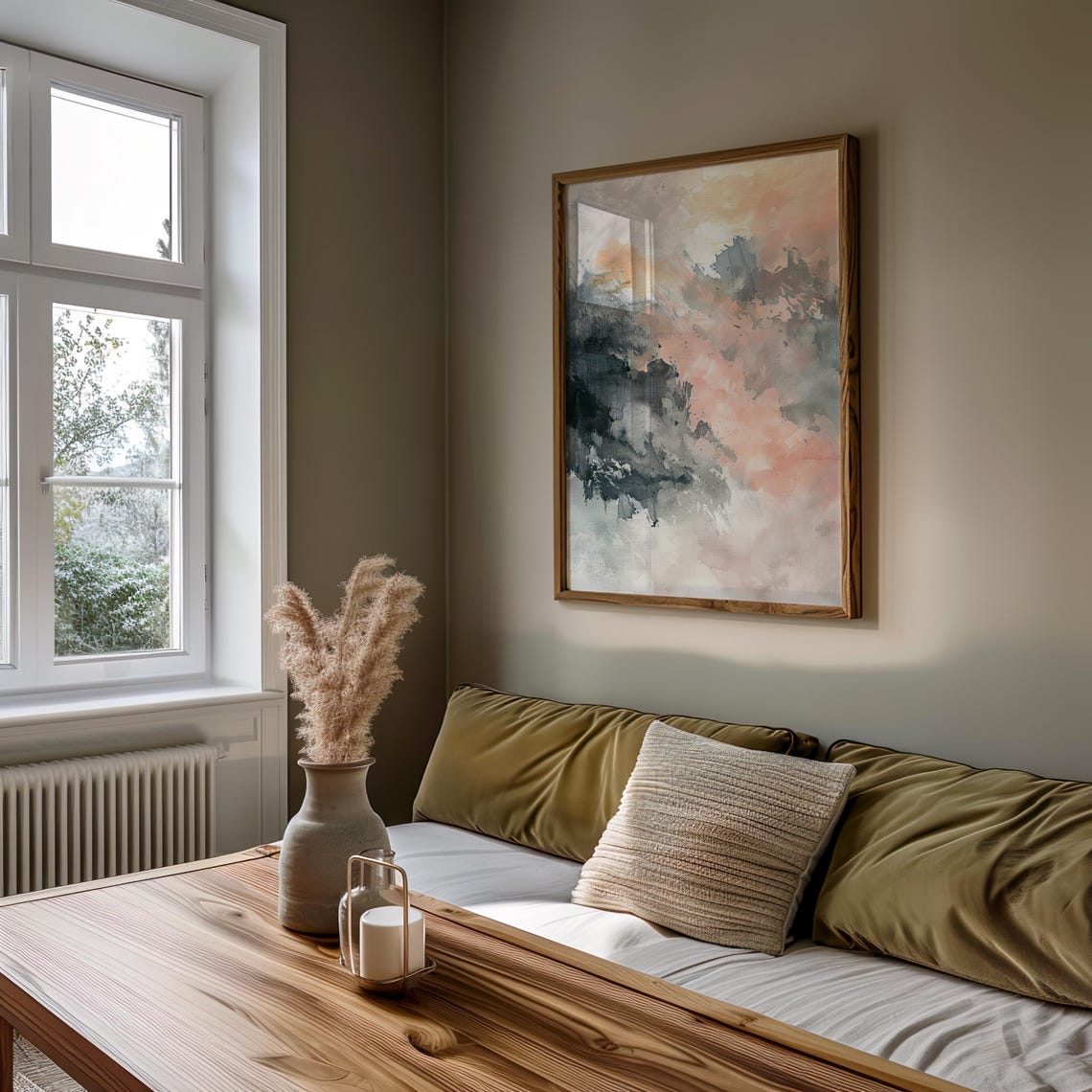 Abstract Gray Pink Brushstroke Watercolor Soft Modern Art Poster - Image 5