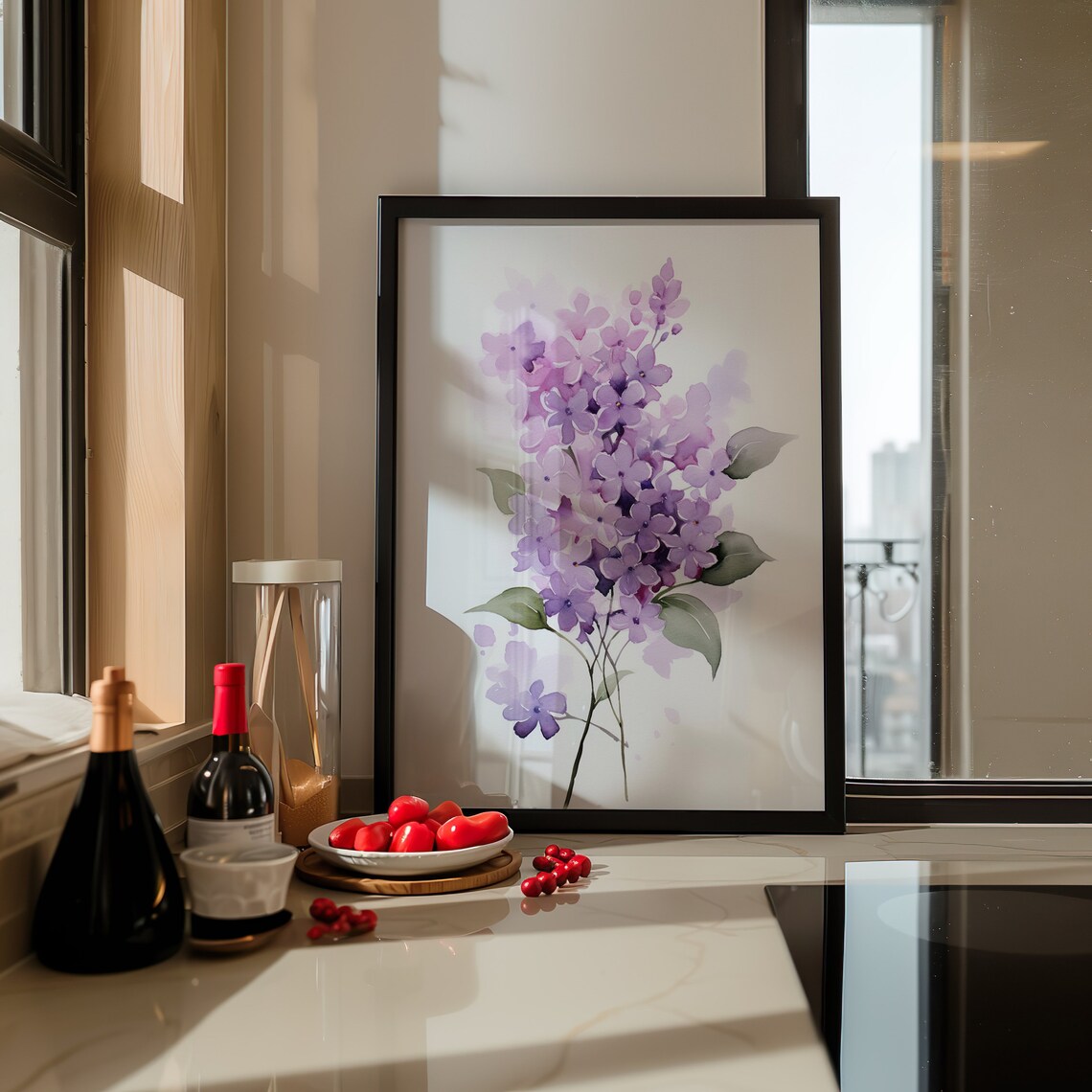 Lilac Blossom Watercolor Sunlit Purple Clusters Garden Floral Art Poster - Image 5