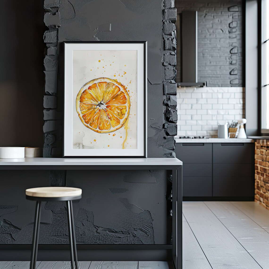 Orange Slice Cross Section Juicy Watercolor Kitchen Art Poster - Image 2