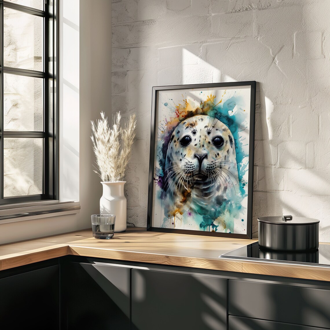 Harbor Seal Watercolor Portrait Cute Spotted Marine Art Poster - Image 4