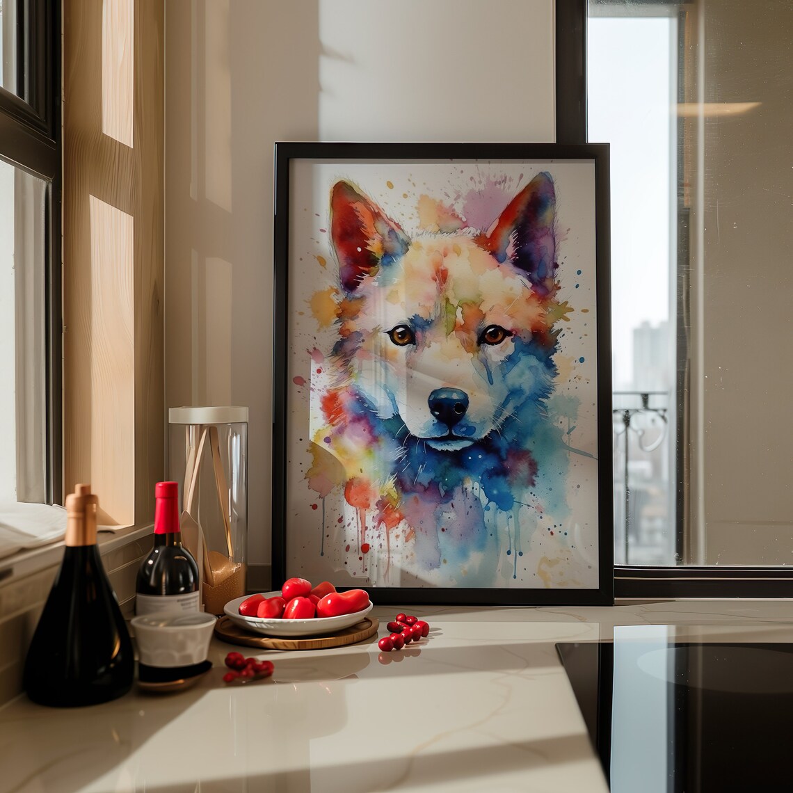 Baby Wolf Pup Watercolor Portrait Cute Wild Animal Art Poster - Image 5
