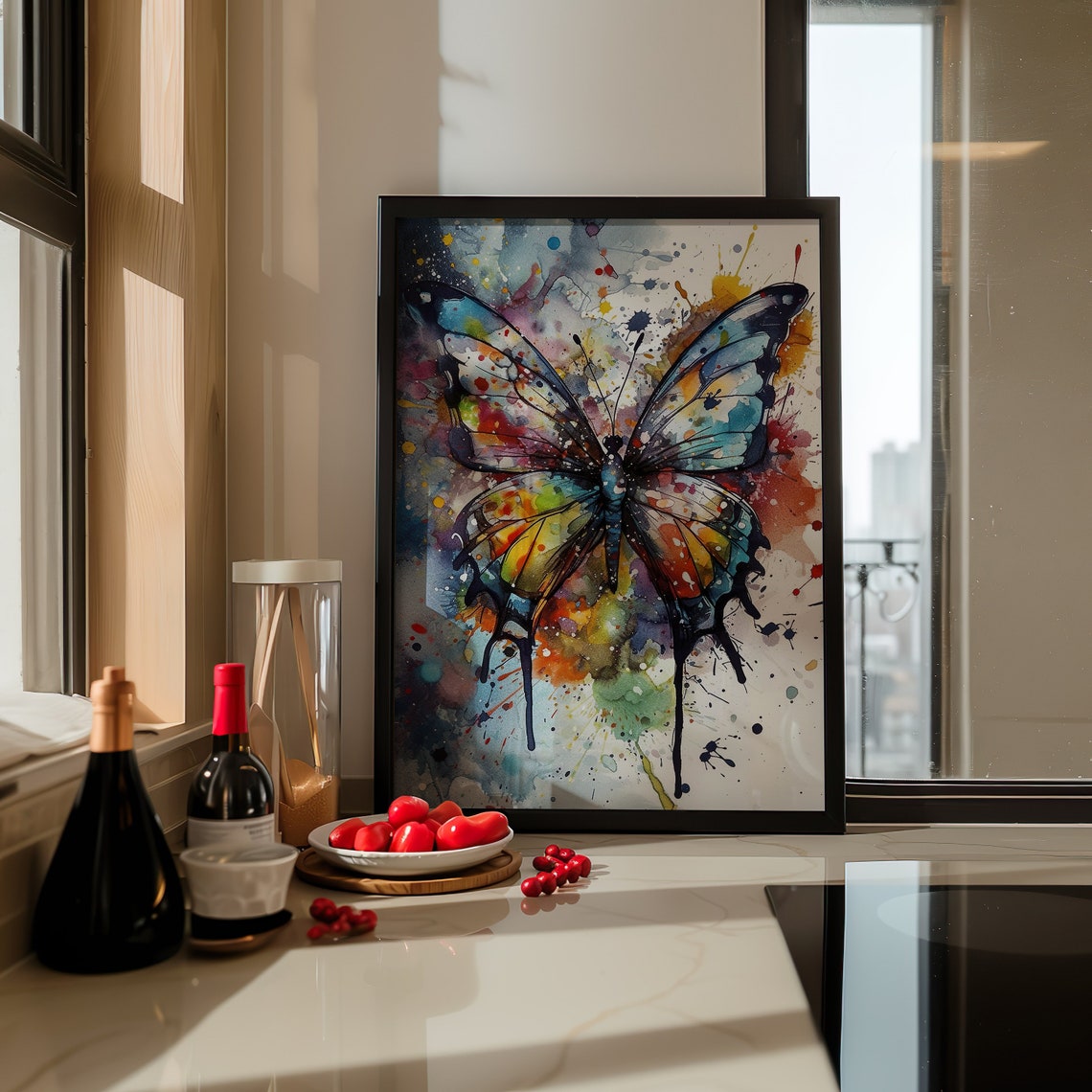 Colorful Butterfly Watercolor Drip Art Vivid Insect Wall Poster - Image 4