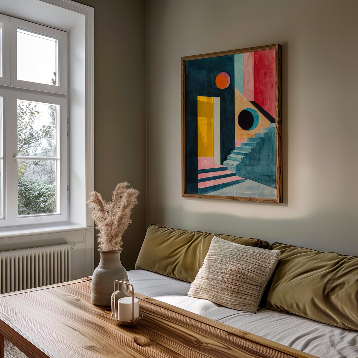 Colorful Geometric Architectural Abstract Watercolor Art Print - Image 5