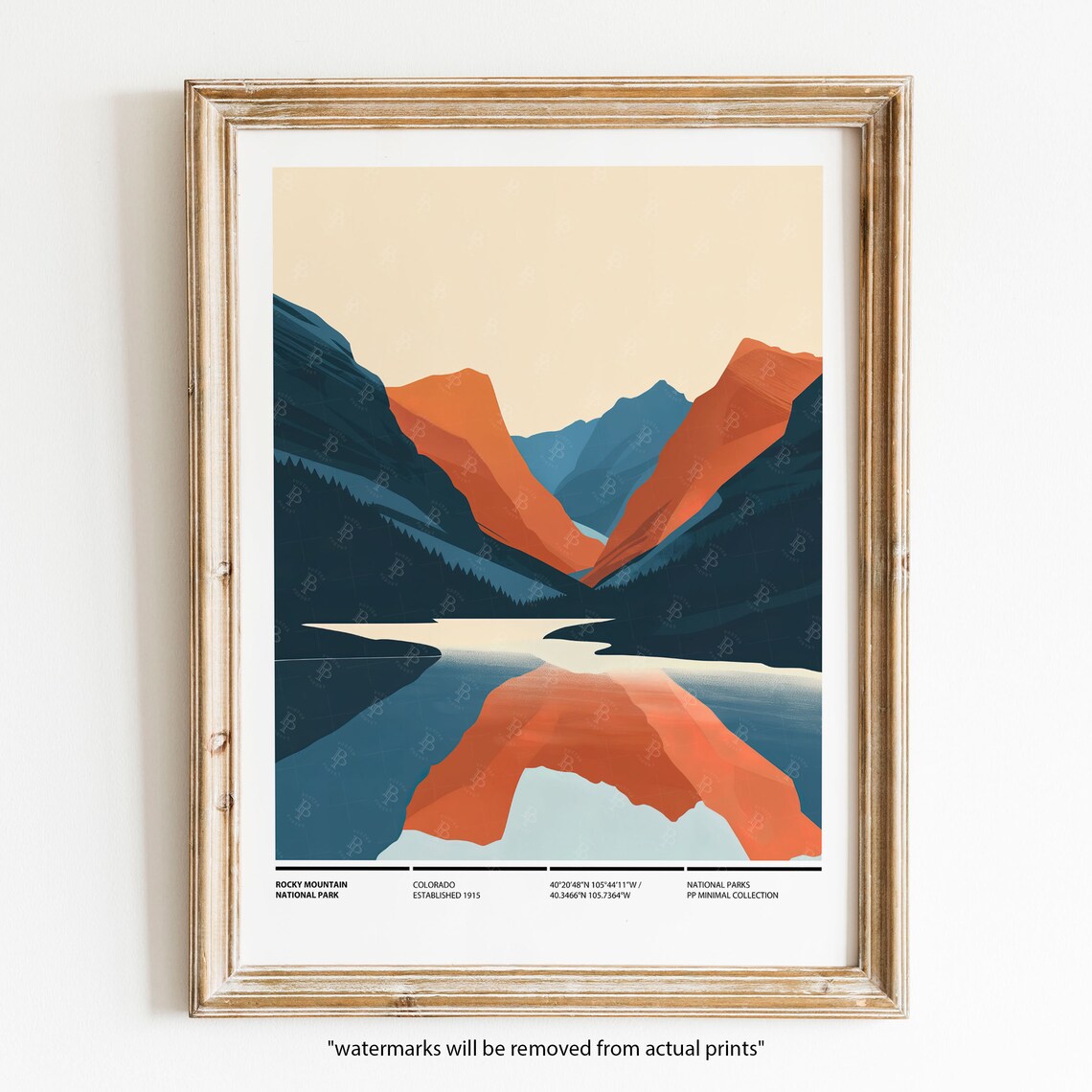 Rocky Mountain National Park Colorado Lake Reflection Minimalist Print - Image 3