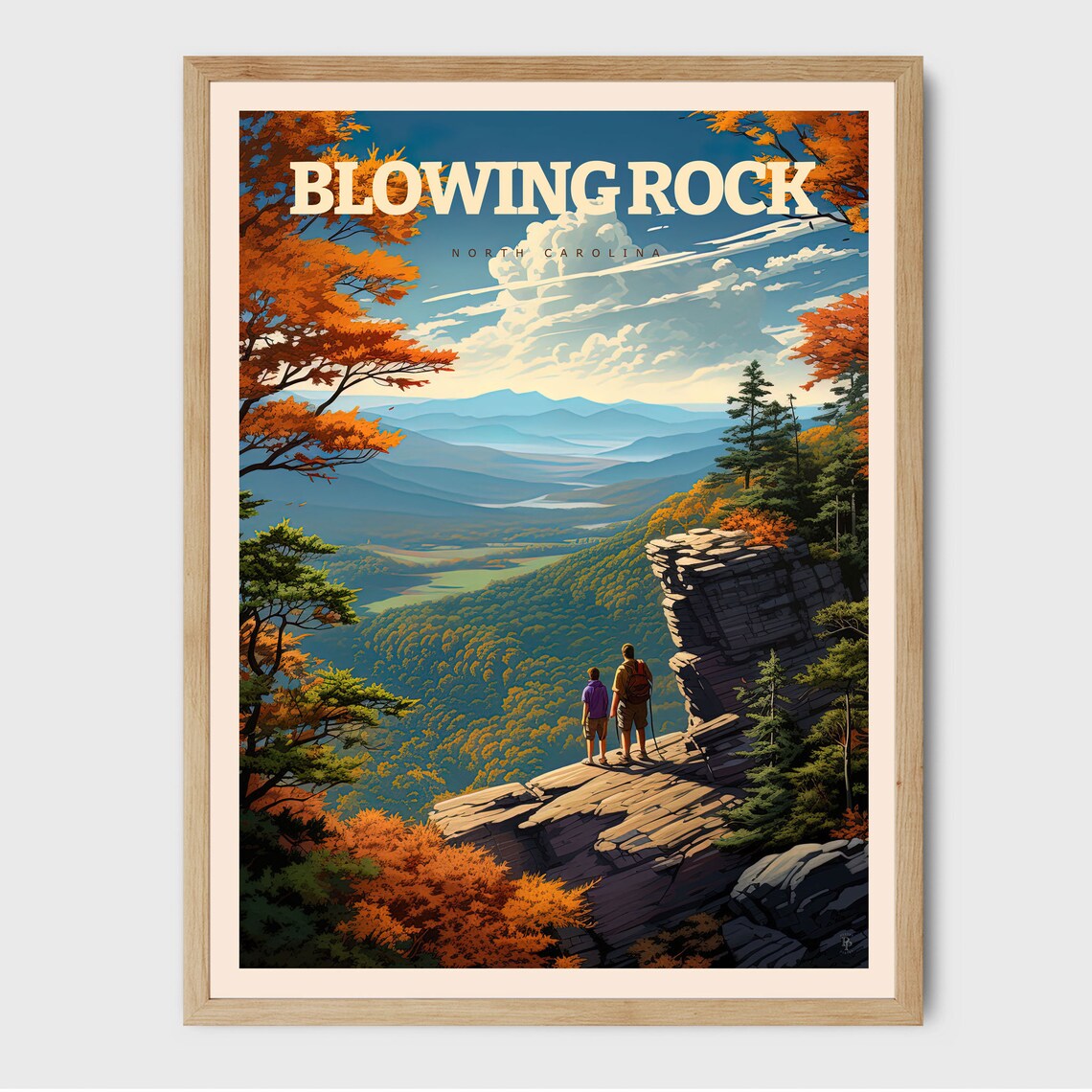 Blowing Rock North Carolina Travel Poster, Hiking Decor