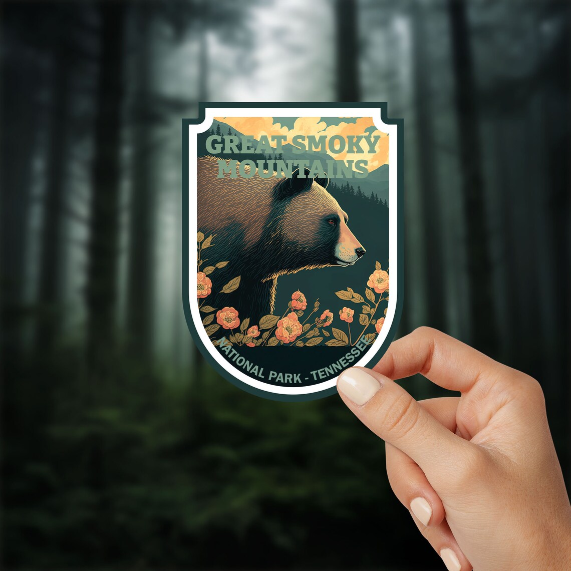 Great Smoky Mountains National Park Hiker Sticker Poster - Image 2