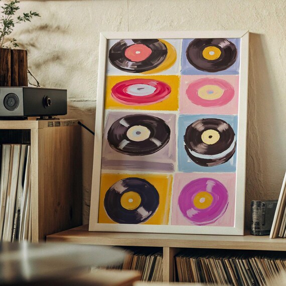 Watercolor Vinyl Record Retro Y2K Music Poster