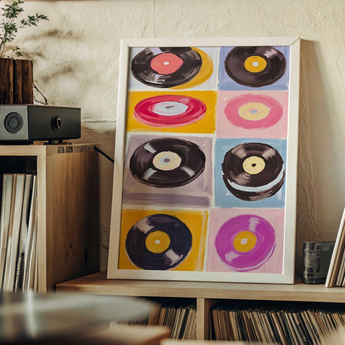 Watercolor Vinyl Record Retro Y2K Music Poster