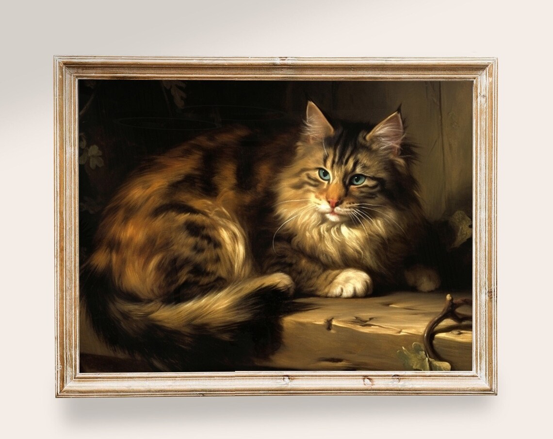 Vintage Cat Antique Sketch, Light Academia Art Print - Image 3