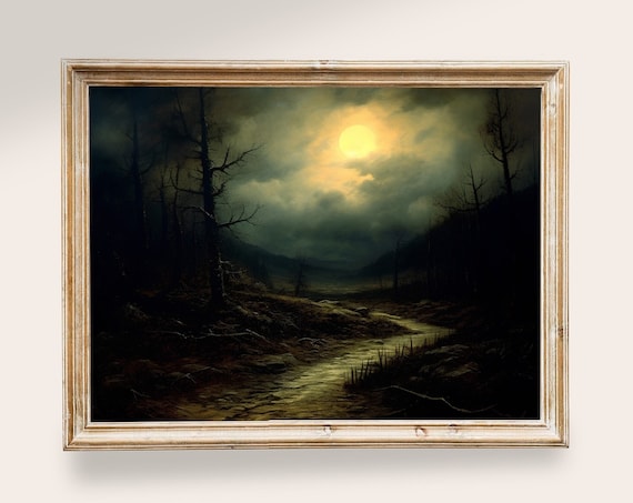 Vintage Moody Dark Landscape Art Print