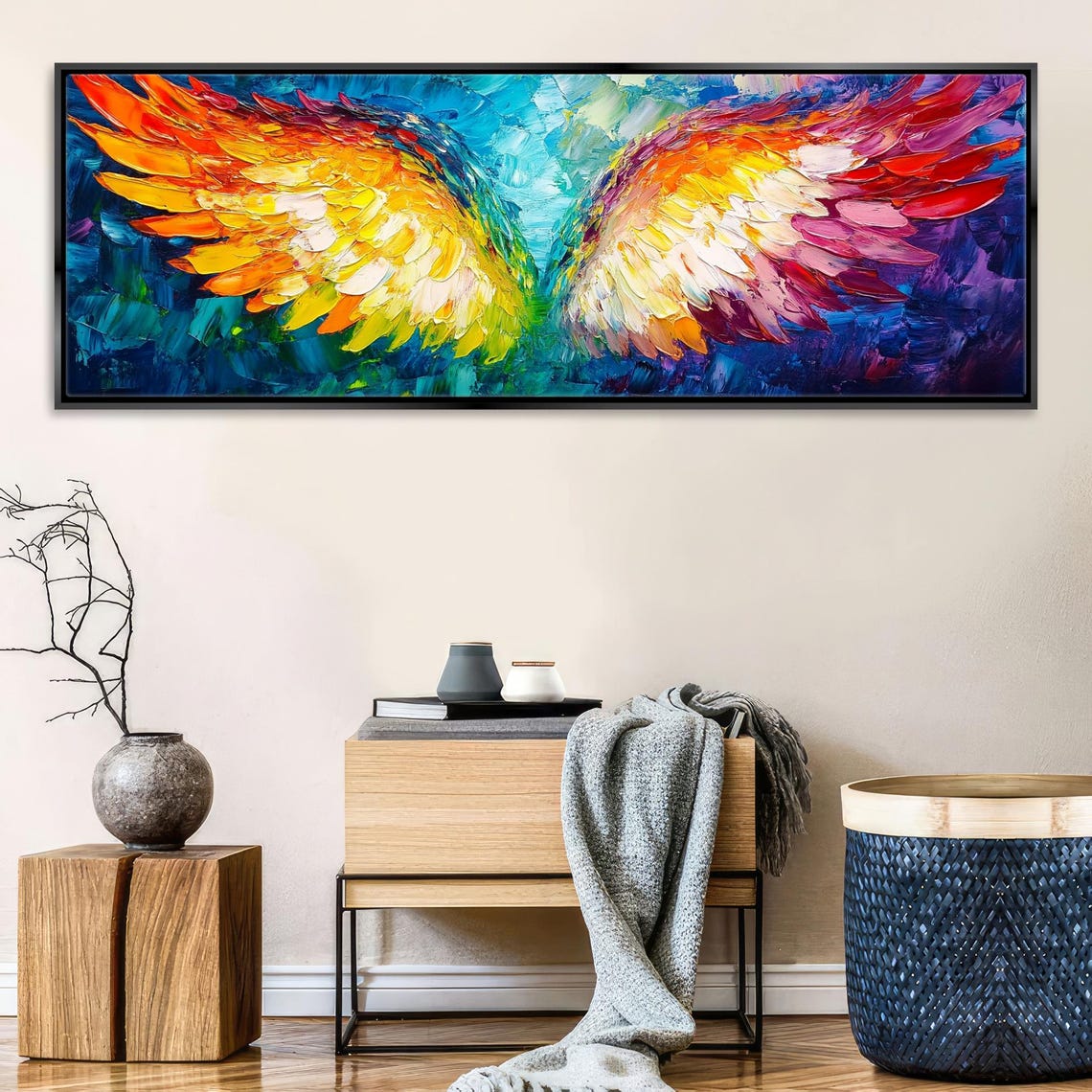 Panoramic Angel Wings Print Wall Art Framed Or Unframed Long Horizontal Gallery Wrapped Gicle Ready To Hang Extra Large Wall Art - Image 4