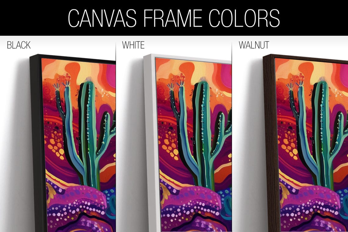 Saguaro Cactus Desert Sunset Psychedelic Colors Panoramic Wall Art - Image 2