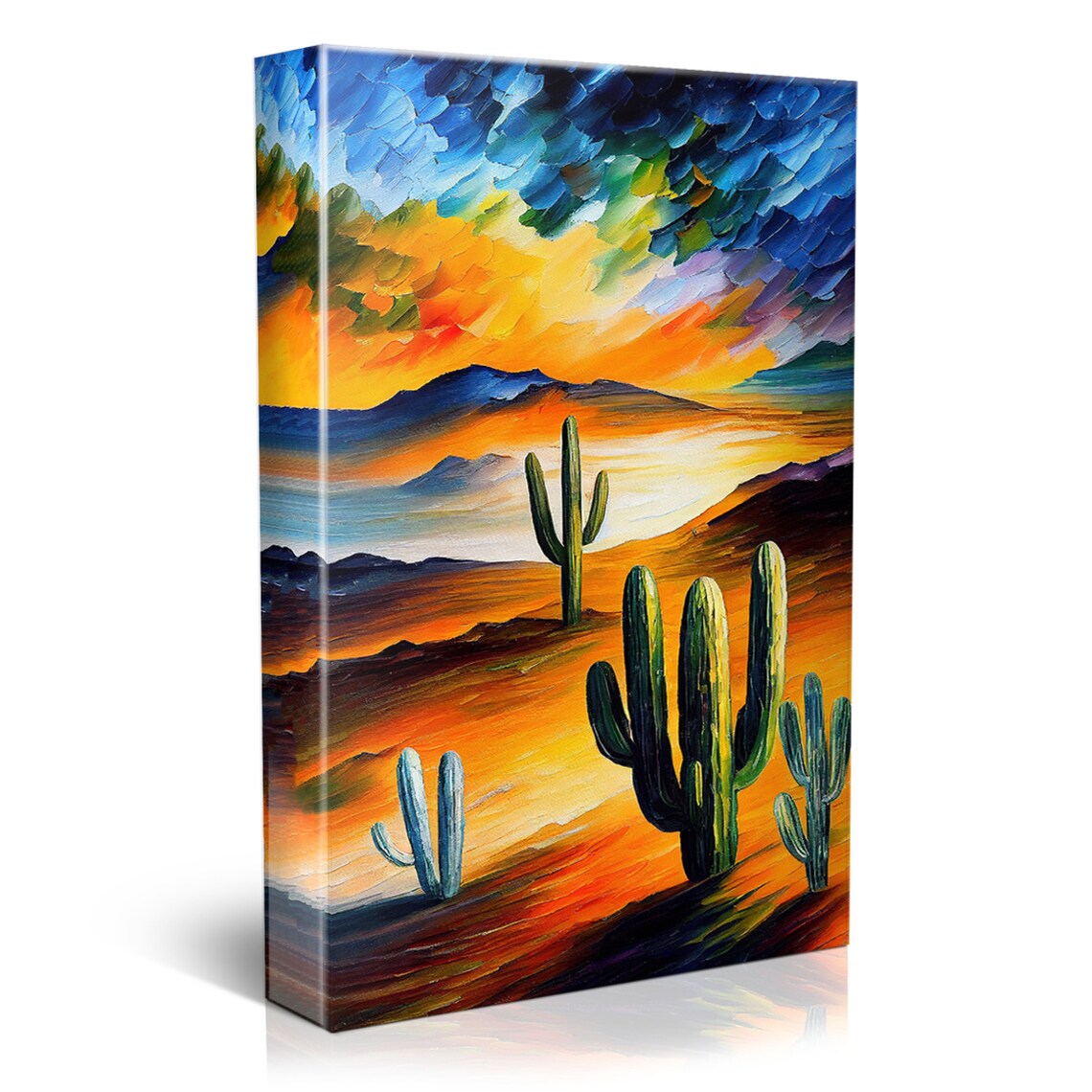 Desert Cactus Southwest Painting, Serene Landscape - Image 5