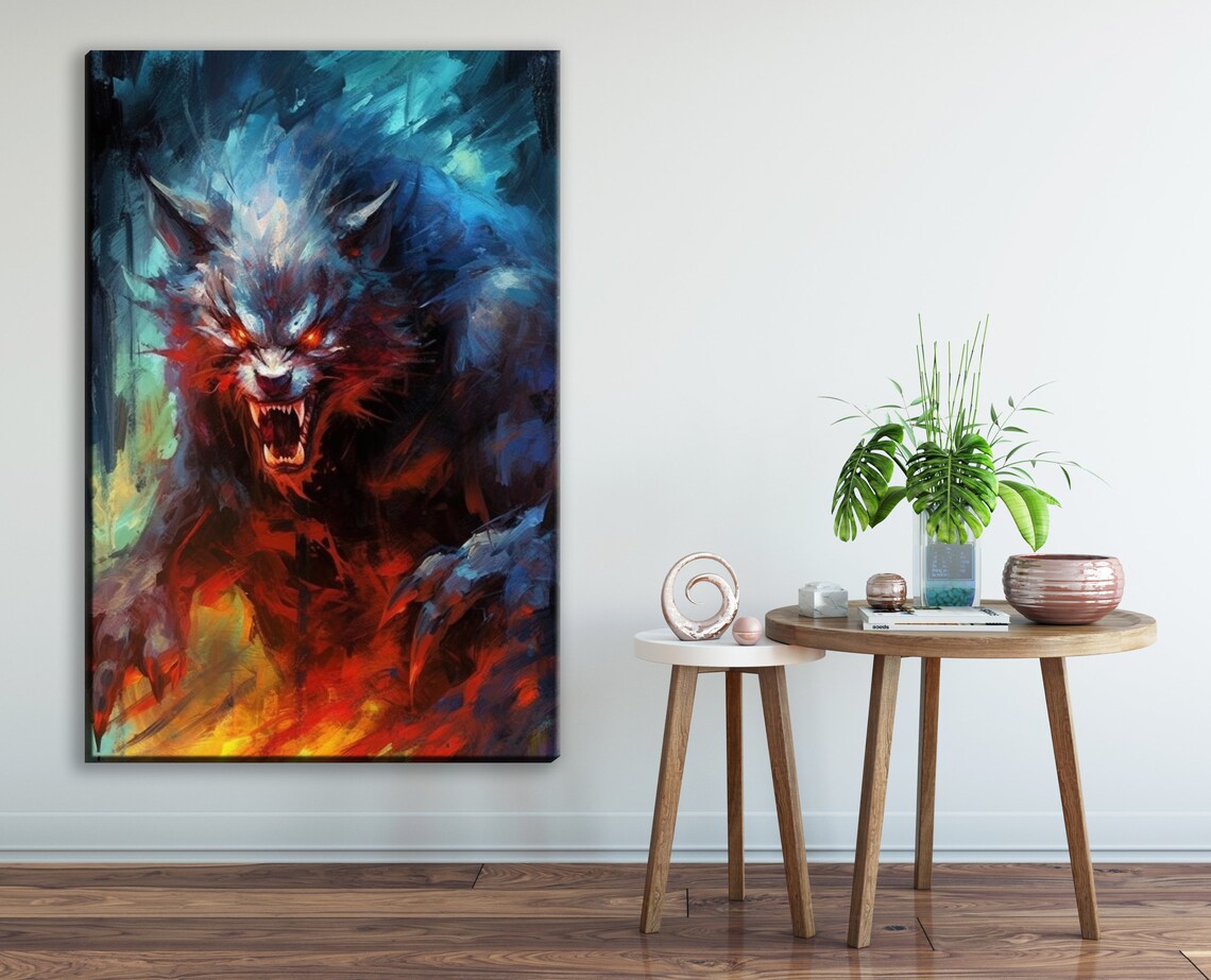 Terrifying Transformation Werewolf Halloween Art Print - Image 2