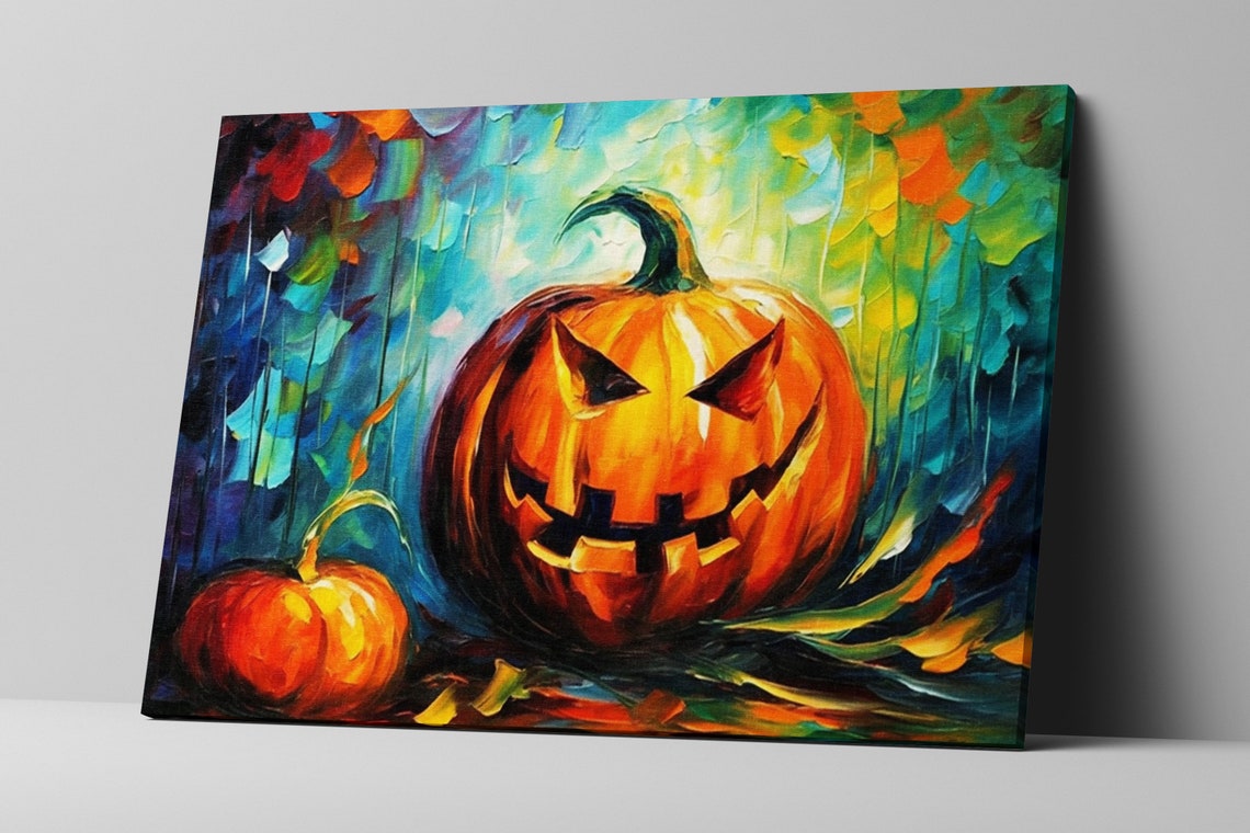 Spooky Jack O Lantern Pumpkins Impasto Halloween Glow Fall Poster - Image 5