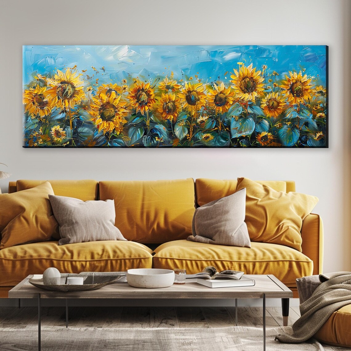 Panoramic Sunflowers Art Print, Long Horizontal View - Image 5