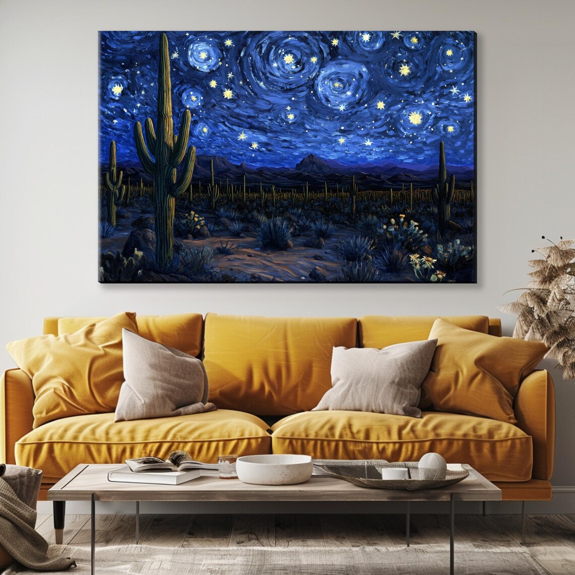 Starry Night Desert Scene, Van Gogh Art Print - Image 5