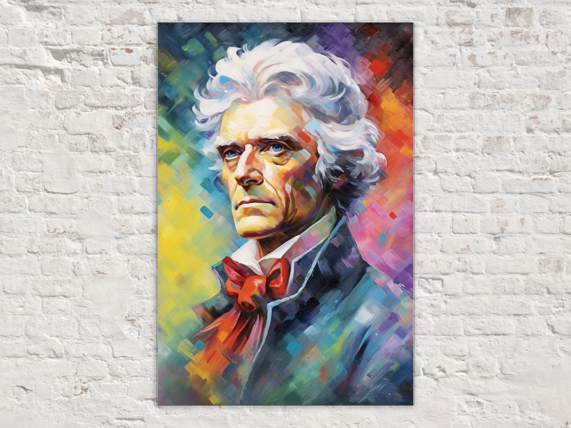 Thomas Jefferson Mosaic Style Portrait Red Cravat History Art Poster