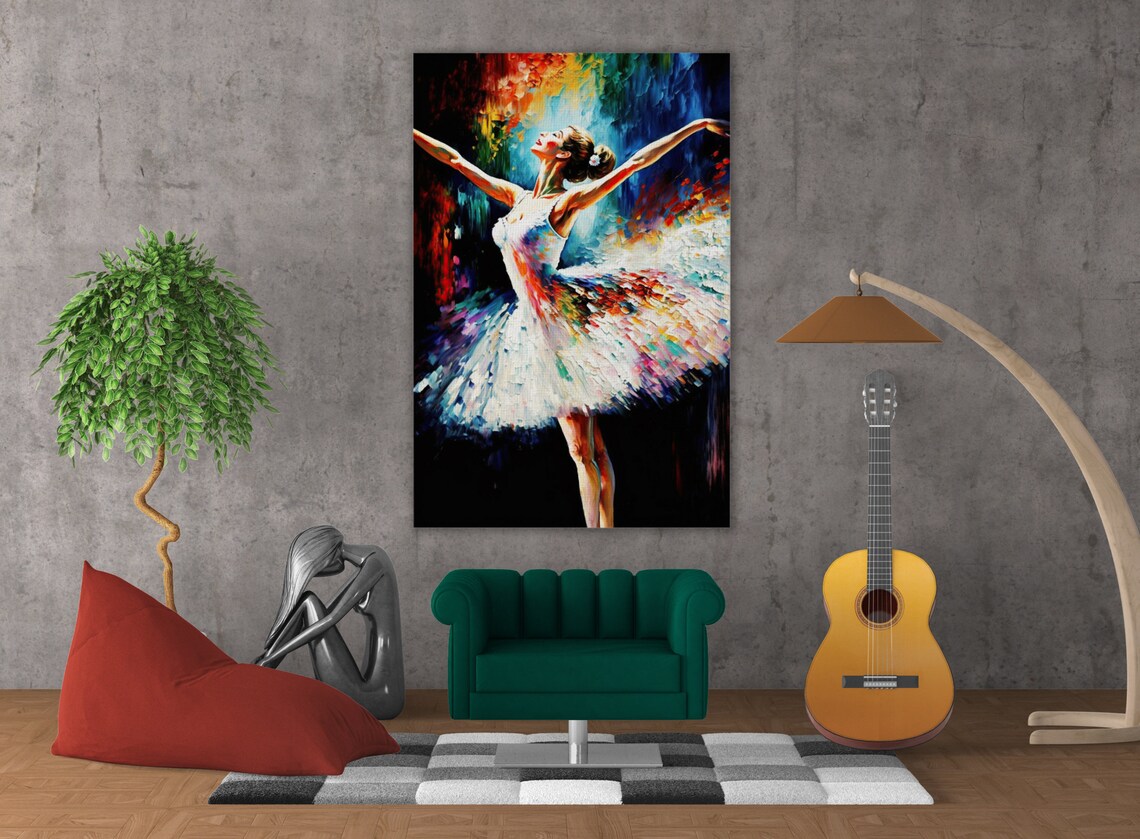 Graceful Ballerina White Tutu Arms Raised Ballet Dancer Stage Art Poster - Image 3