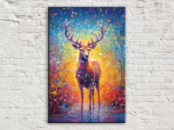 Cute Baby Christmas Reindeer Holiday Decor Festive Print Giclee Print On Gallery Wrapped Artist Available In Extra Large Sizes