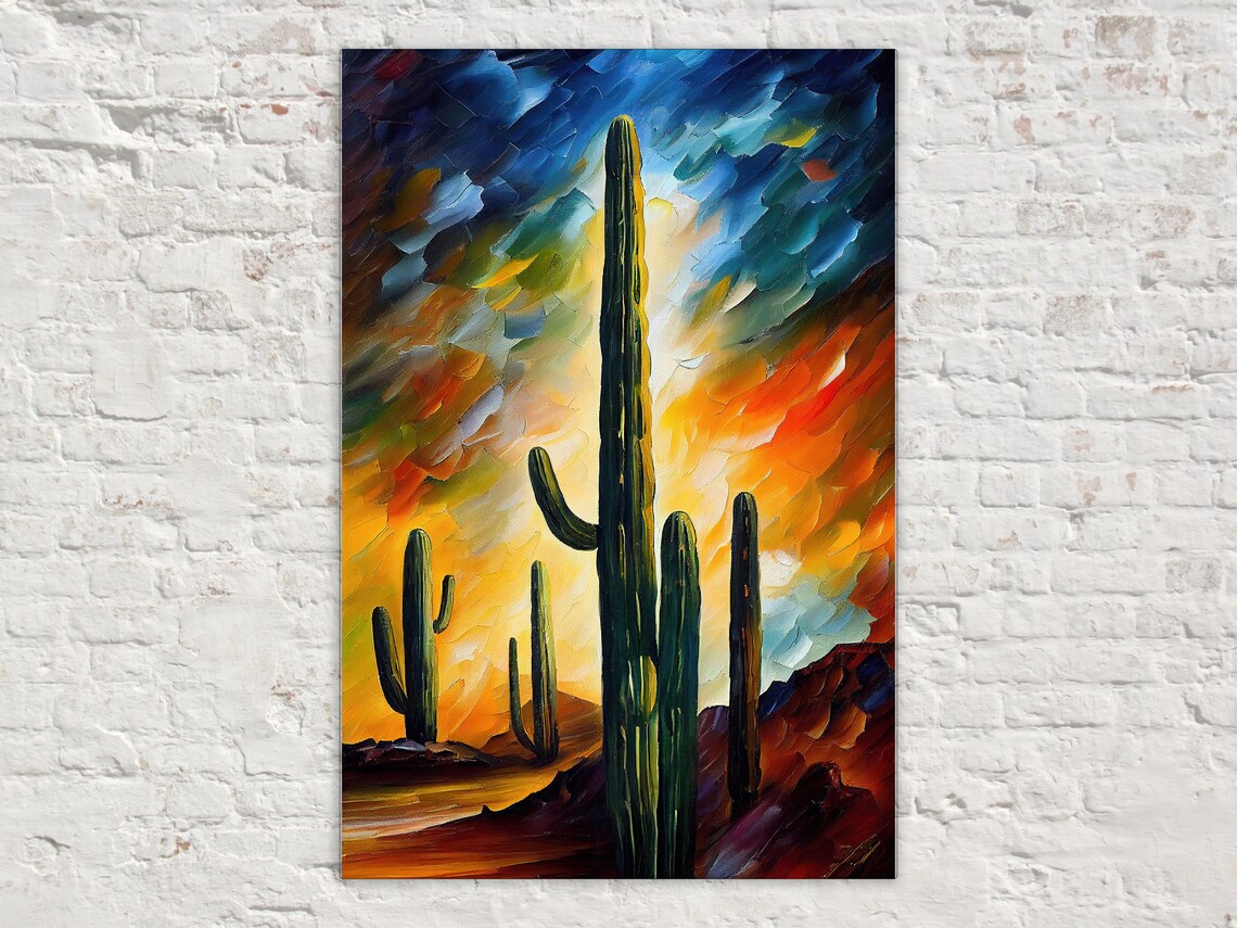 Cactus Desert Painting, Southwest Landscape Art Print
