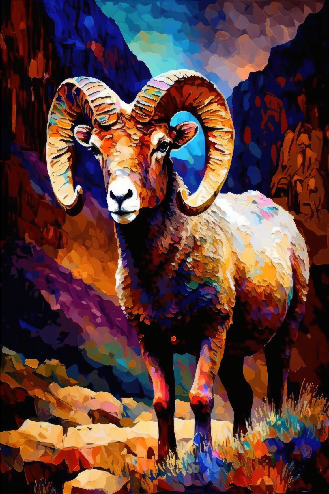Bighorn Sheep Southwestern Art Print, Wild Animal - Image 5
