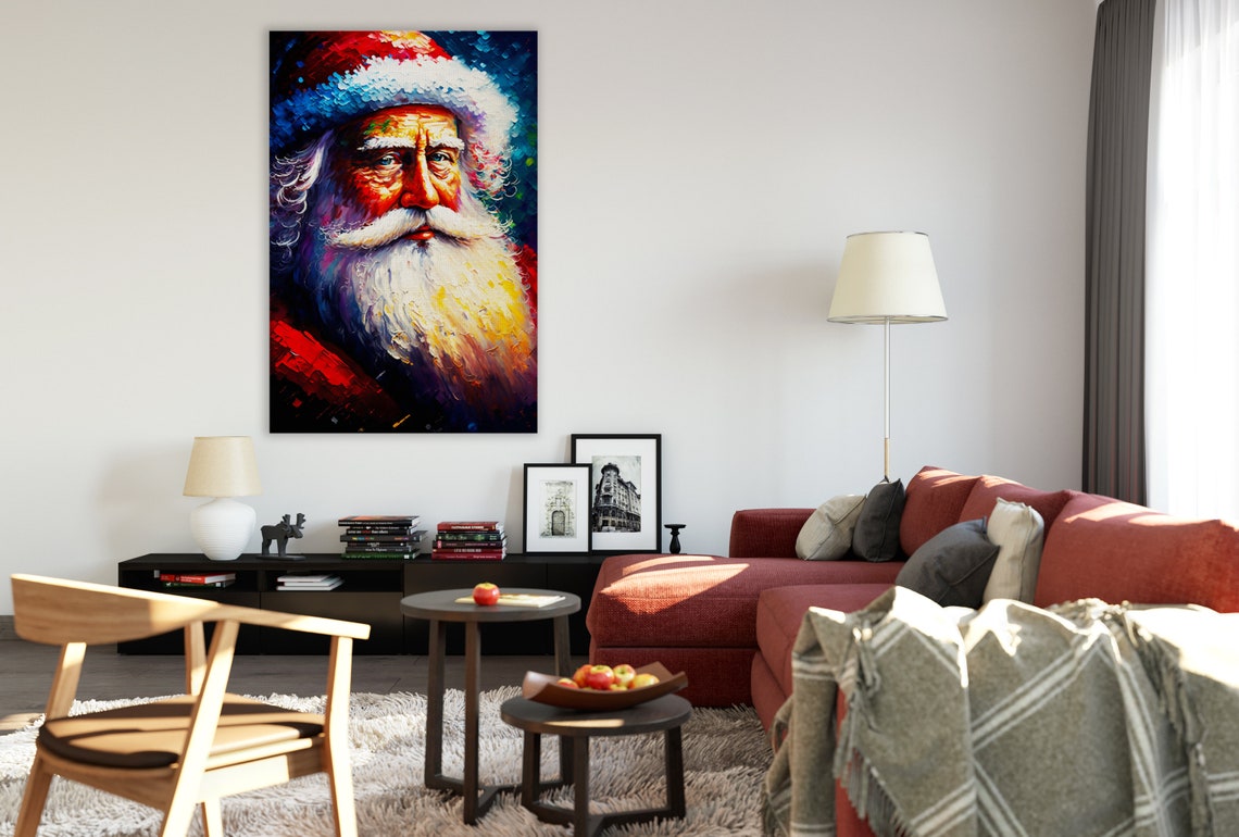 Santa Claus Old Saint Nick Portrait Warm Glow Christmas Art Poster - Image 3