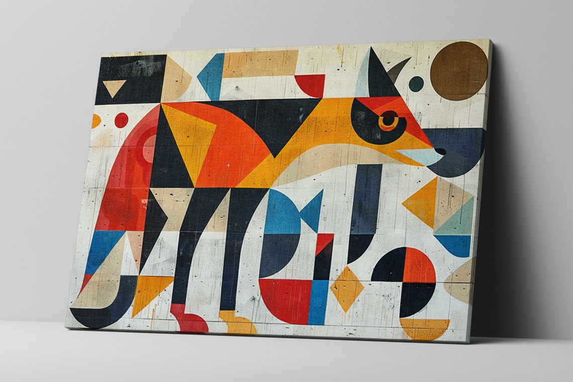 Cubist Coyote Profile Mid Century Modern Abstract Geometric Art Poster - Image 4
