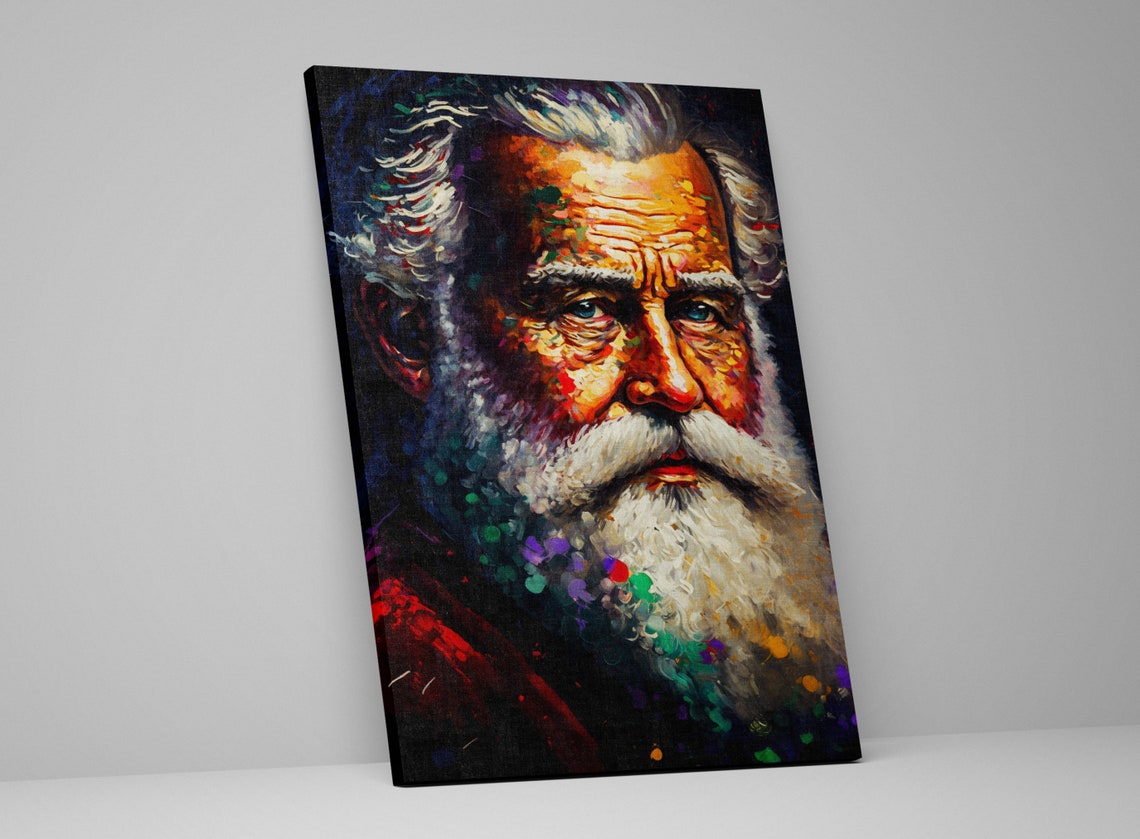 Santa Claus Portrait Festive White Beard Colorful Christmas Poster - Image 5