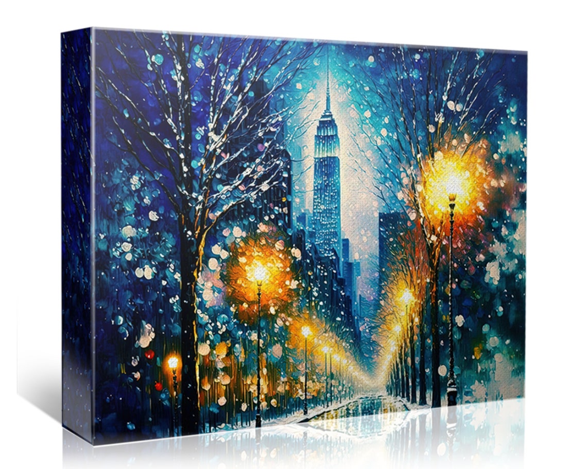 New York City Winter Night Empire State Building Snowfall Poster - Image 5